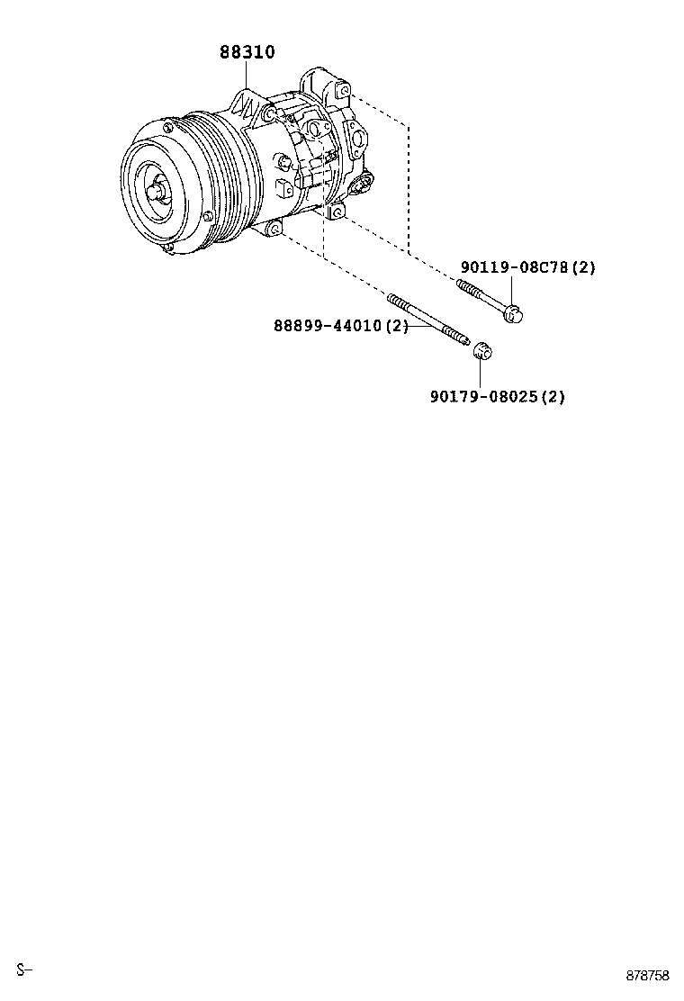 88310-50180 COMPRESSOR ASSY, W/PULLEY product image