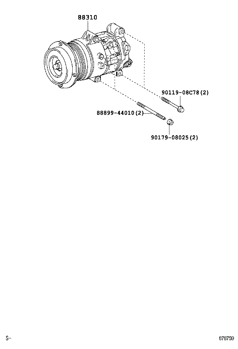 88310-50170 COMPRESSOR ASSY, W/PULLEY product image