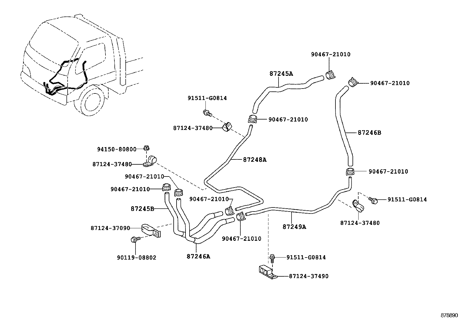87246-37740 HOSE, HEATER WATER, OUTLET A product image