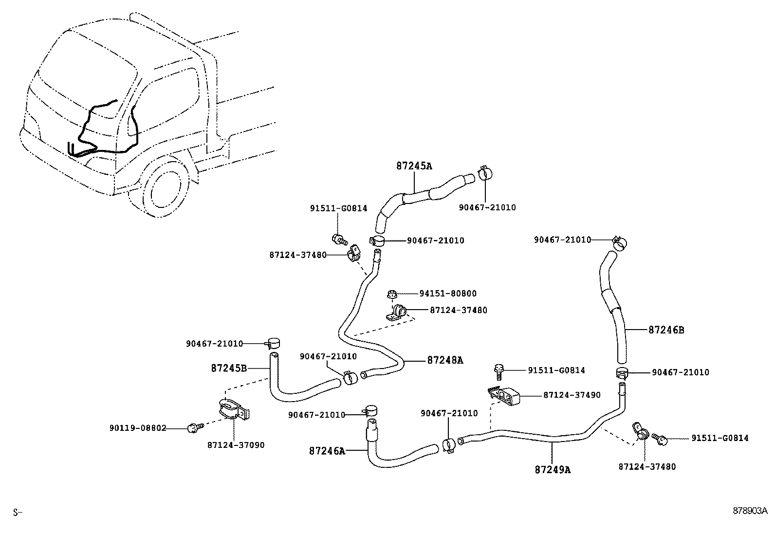 87246-37670 HOSE, HEATER WATER, OUTLET A product image