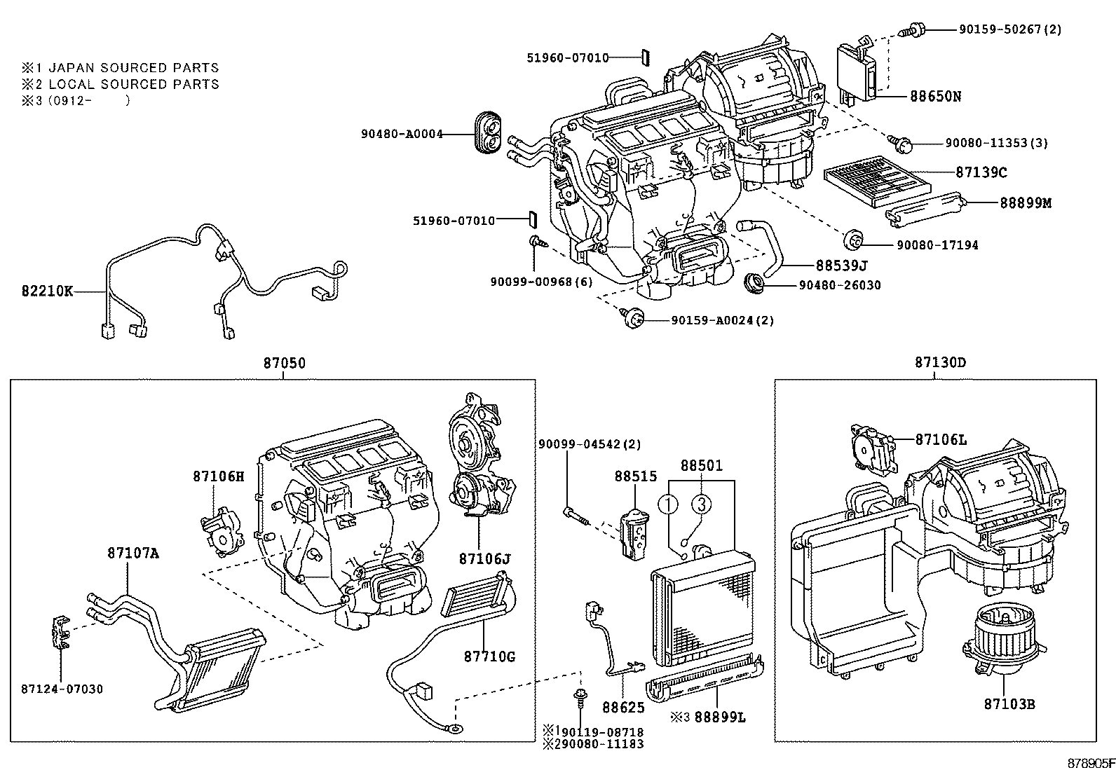 Toyota 88501-06103 EVAPORATOR SUB-ASSY, COOLER, NO.1