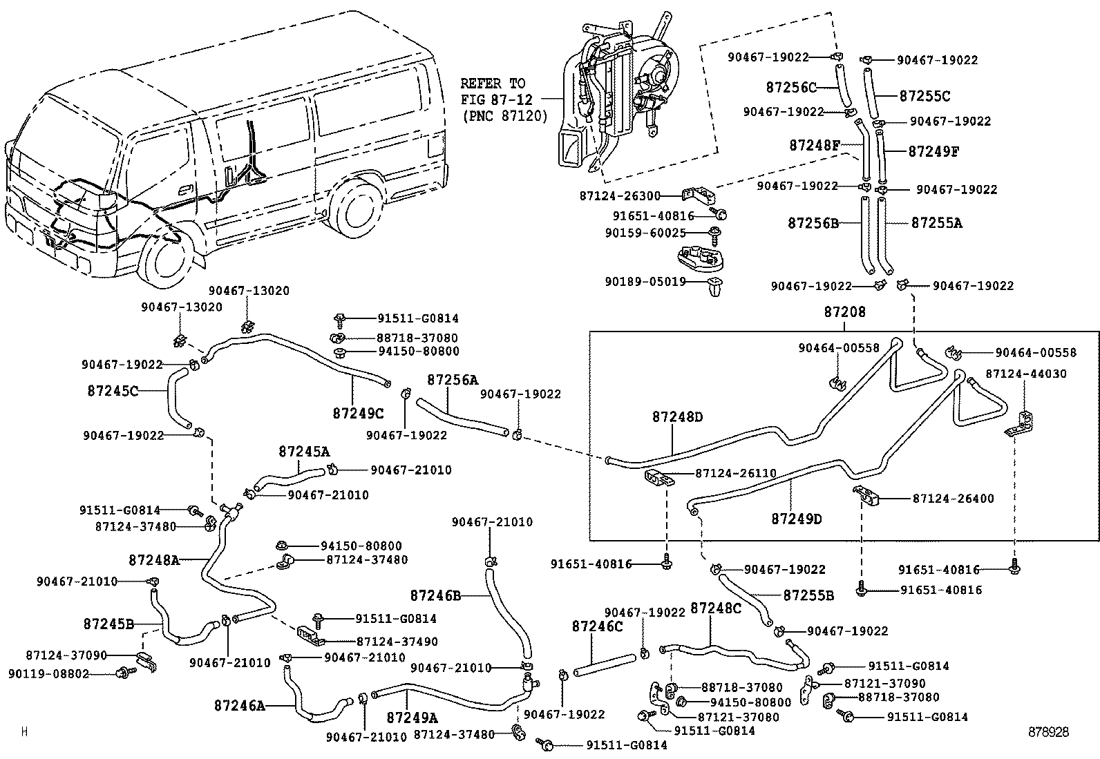 87246-37740 HOSE, HEATER WATER, OUTLET A product image