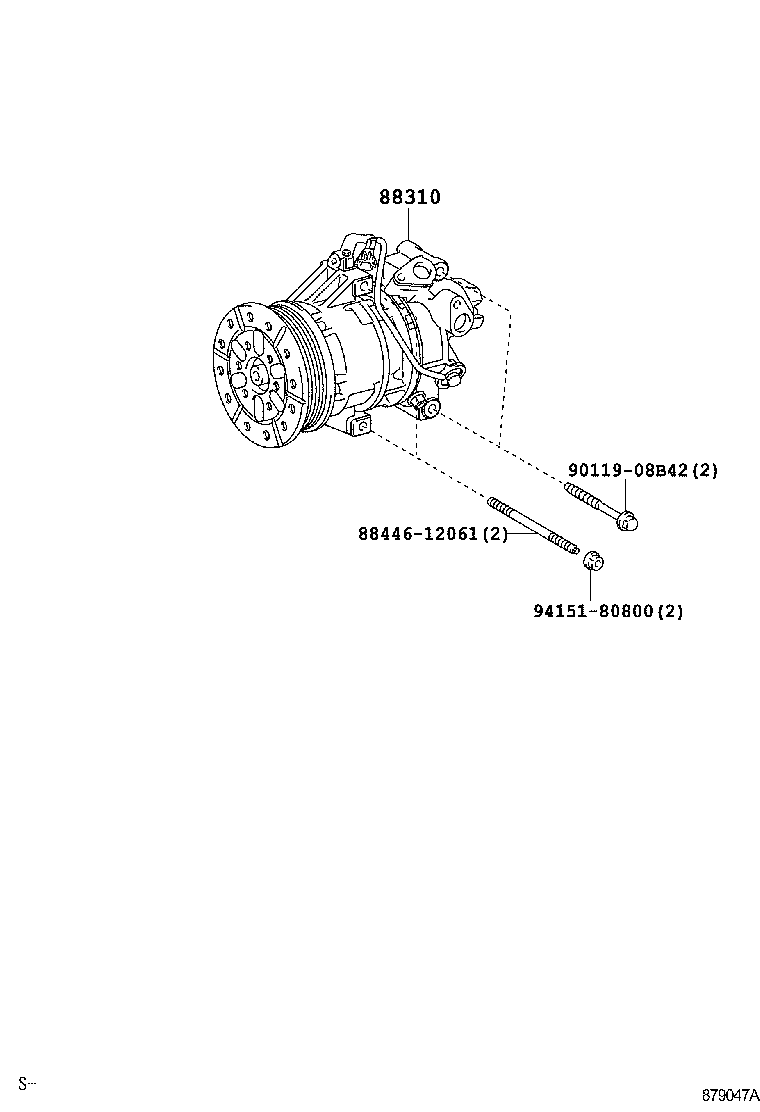88310-42250 COMPRESSOR ASSY, W/PULLEY product image