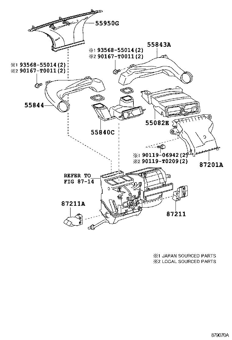 55840-0D040 DUCT ASSY, HEATER TO REGISTER, NO.6 product image