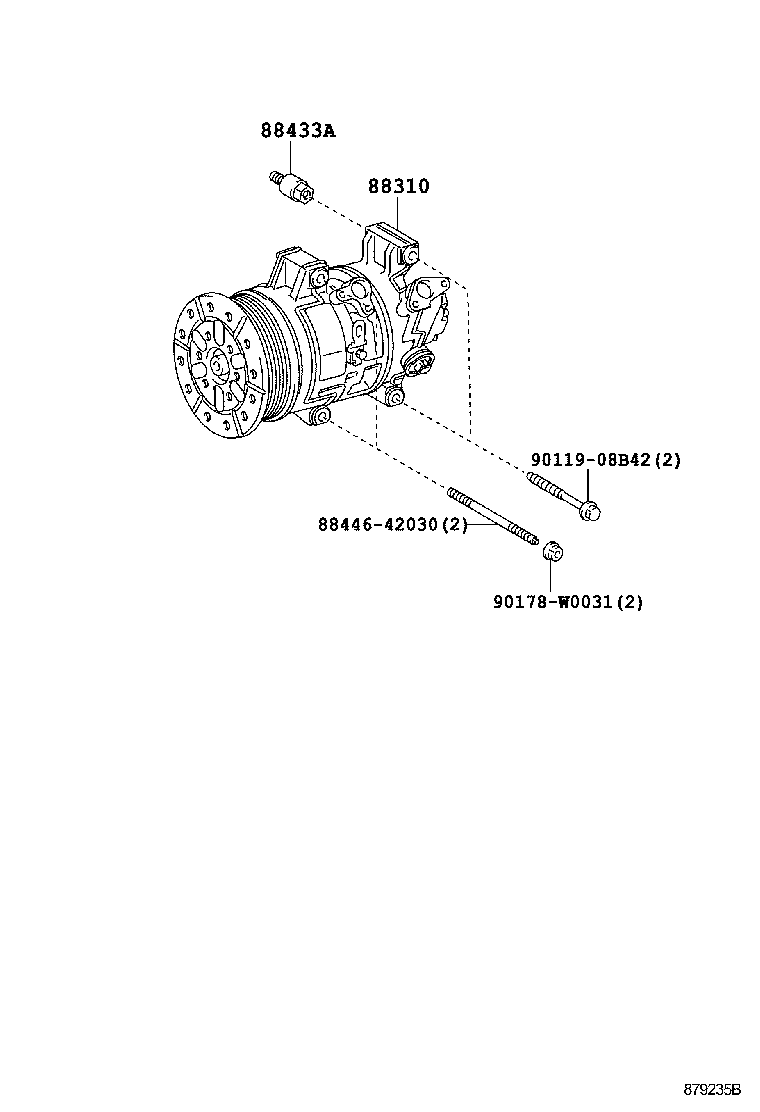88310-02390 COMPRESSOR ASSY, W/PULLEY product image