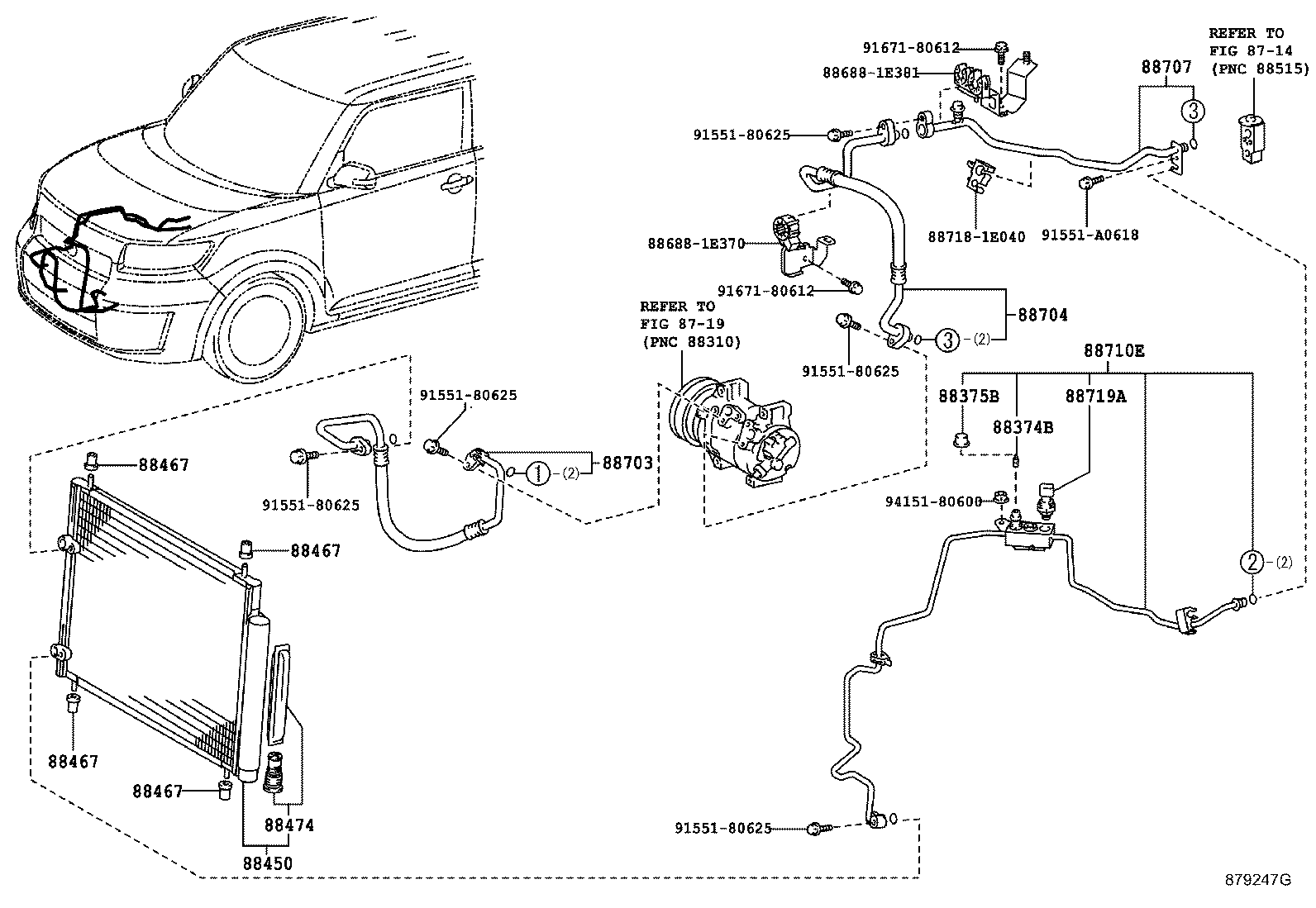 Toyota 88703-1A010 HOSE SUB-ASSY, DISCHARGE