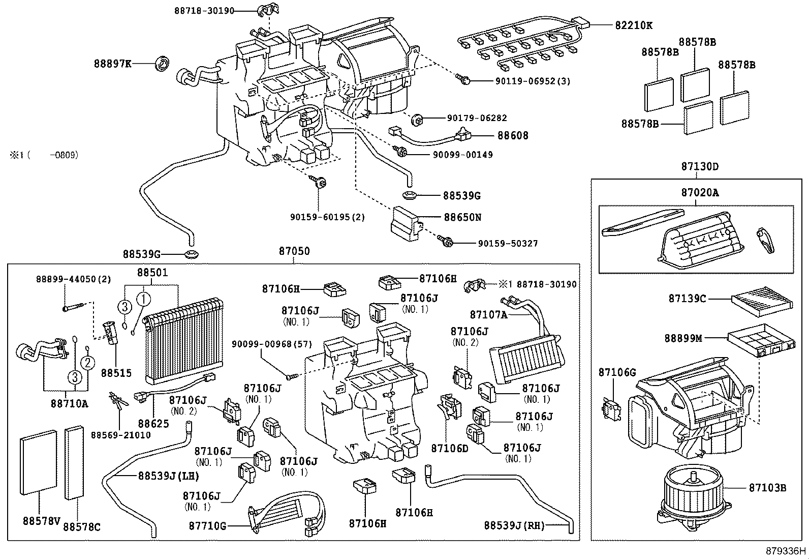 Toyota 88501-50252 EVAPORATOR SUB-ASSY, COOLER, NO.1