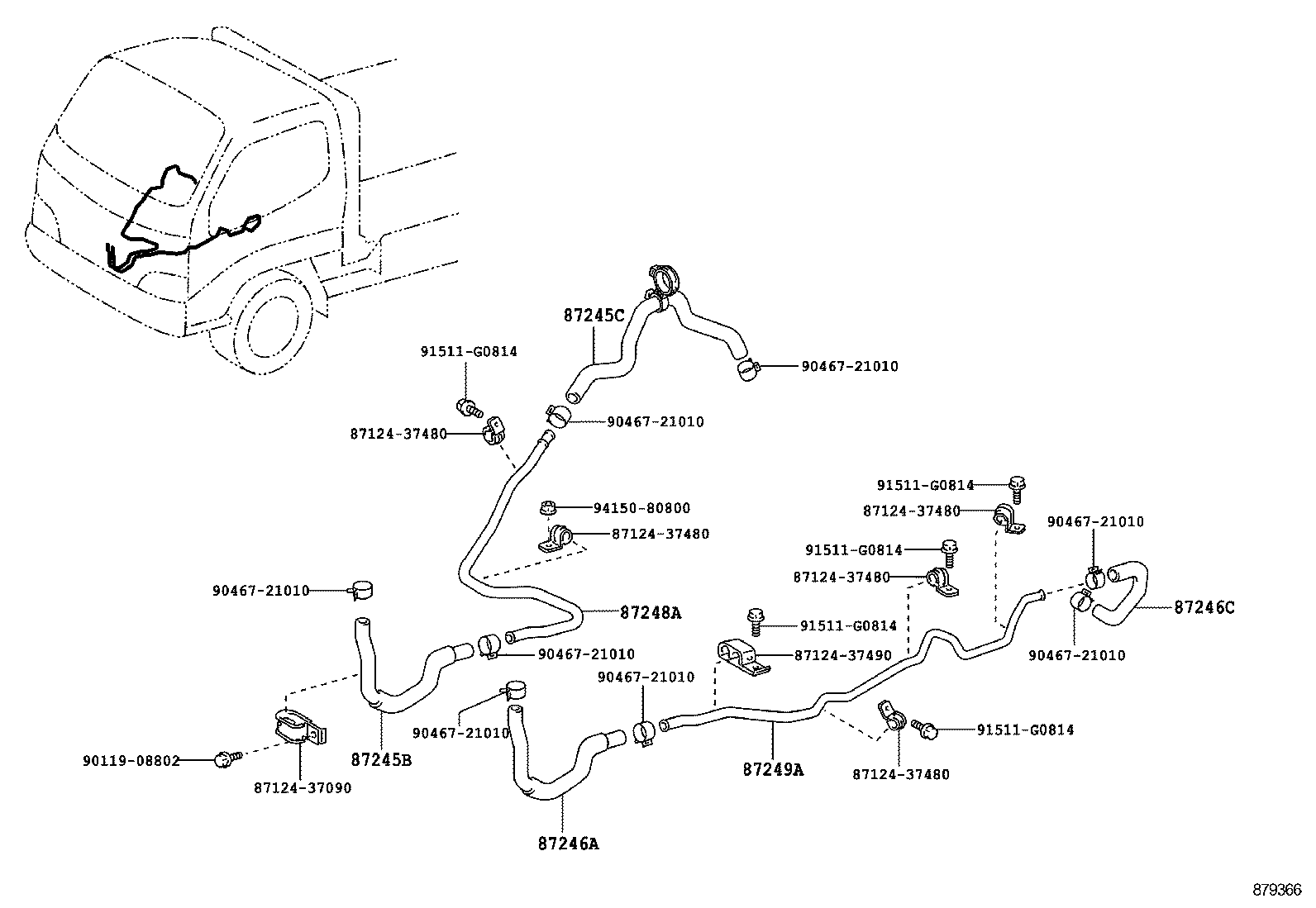 87246-37740 HOSE, HEATER WATER, OUTLET A product image