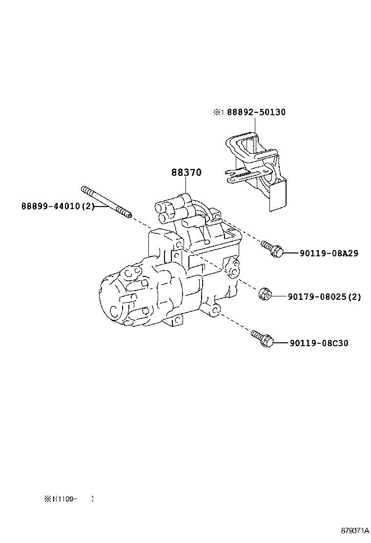 Toyota 88370-50020 COMPRESSOR ASSY, W/MOTOR