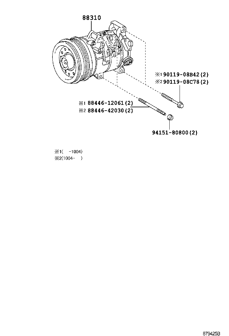 88310-2B720 COMPRESSOR ASSY, W/PULLEY product image