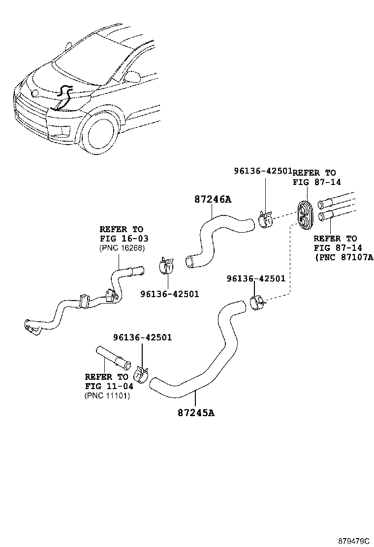 Toyota 87245-52141 HOSE, HEATER WATER, INLET A