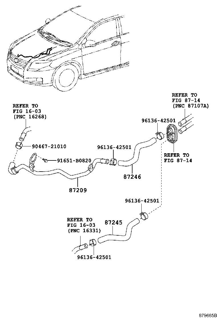 87209-12560 HOSE, HEATER WATER, OUTLET product image