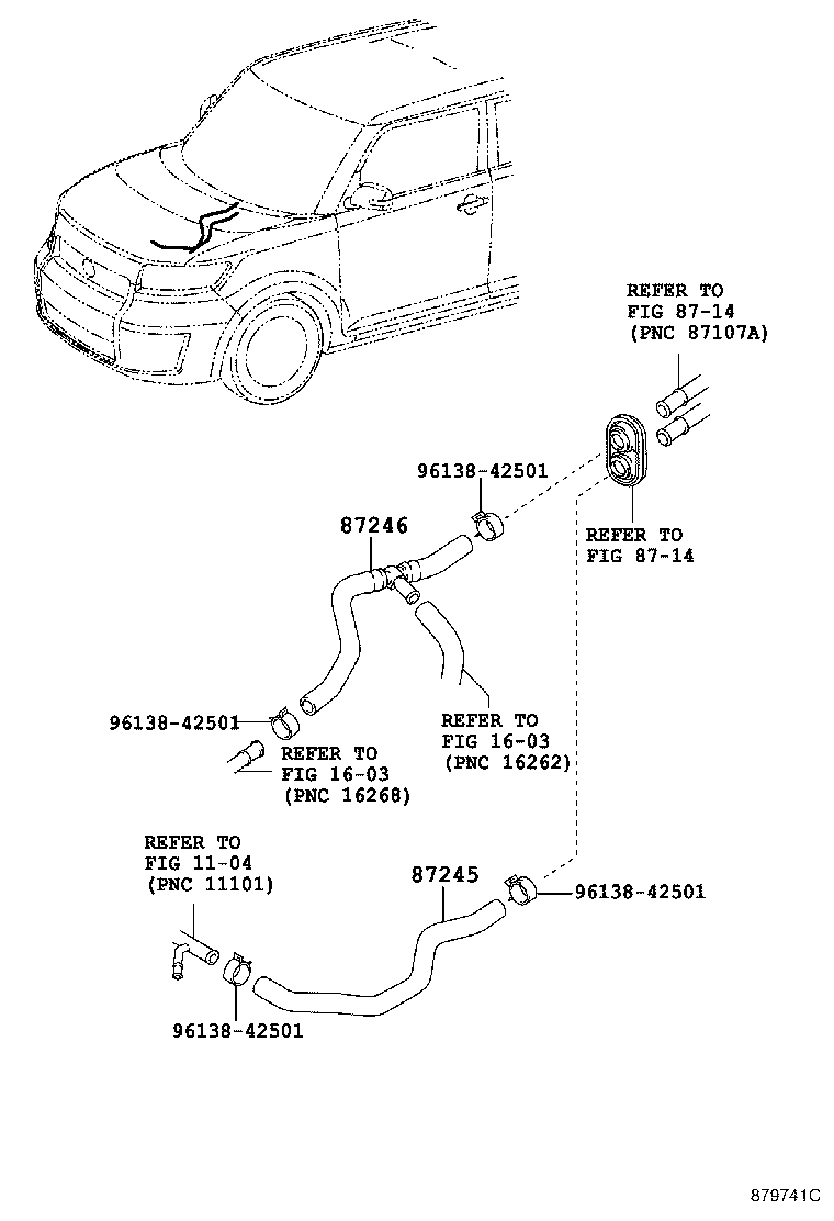 87209-12490 HOSE, HEATER WATER, OUTLET product image