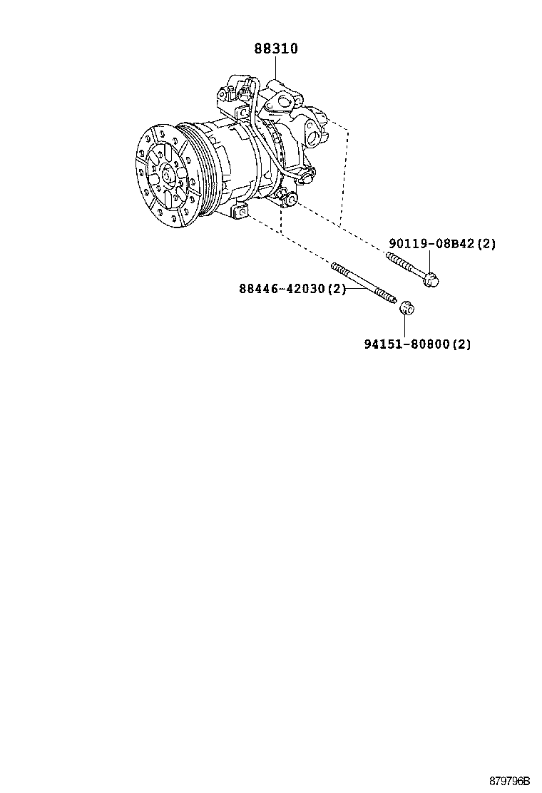 88310-02480 COMPRESSOR ASSY, W/PULLEY product image