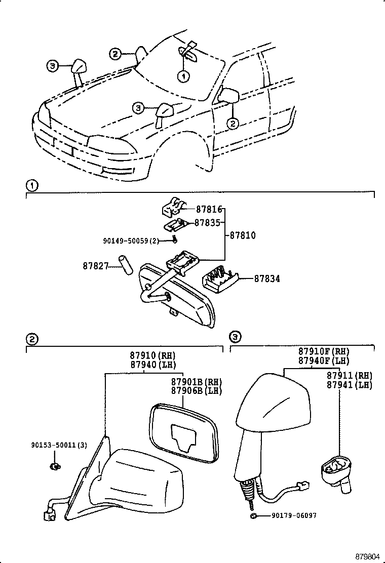 87810-06010 MIRROR ASSY, INNER REAR VIEW product image