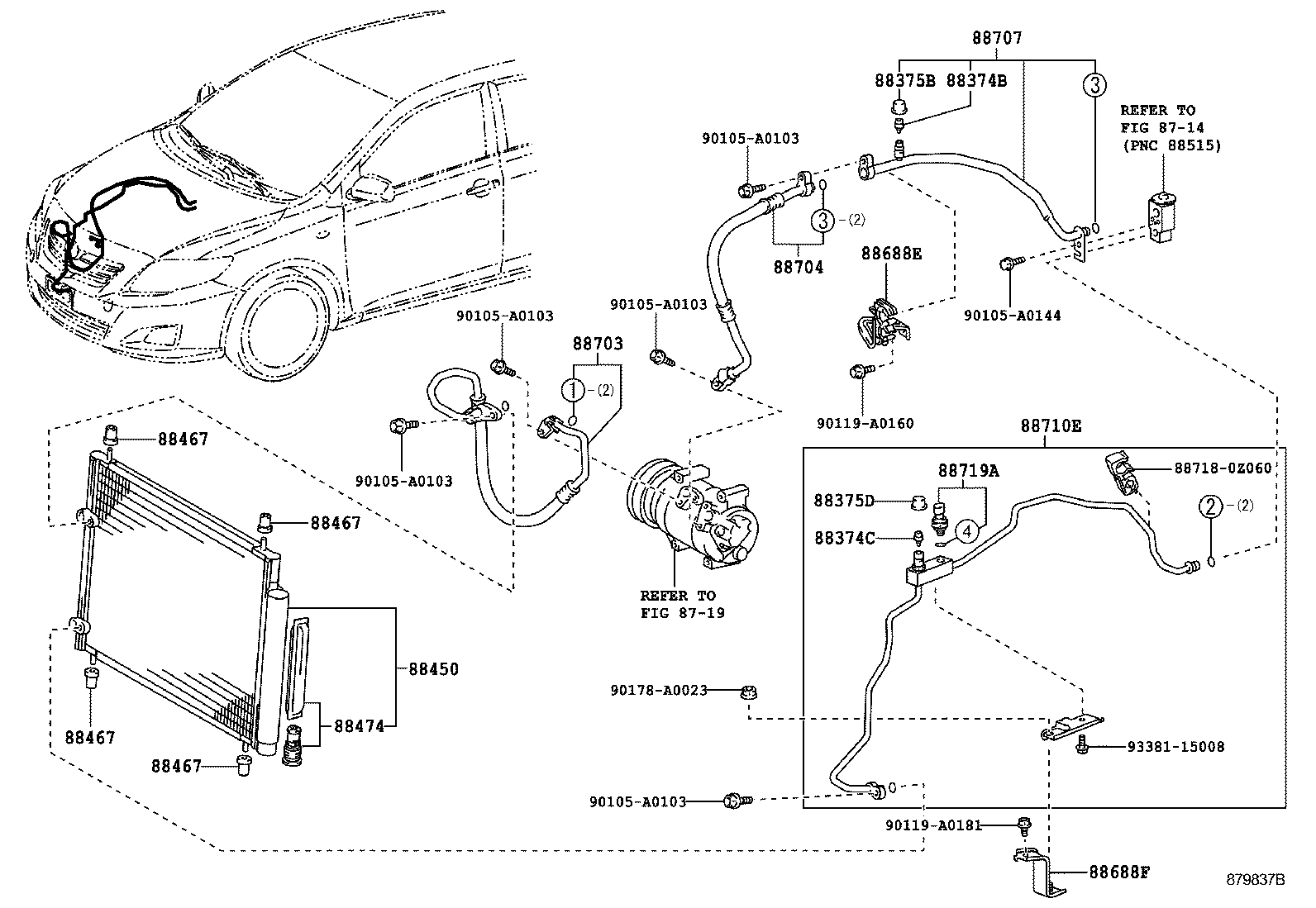 Toyota 88688-0Z230 BRACKET, COOLER REFRIGERANT HOSE, NO.2