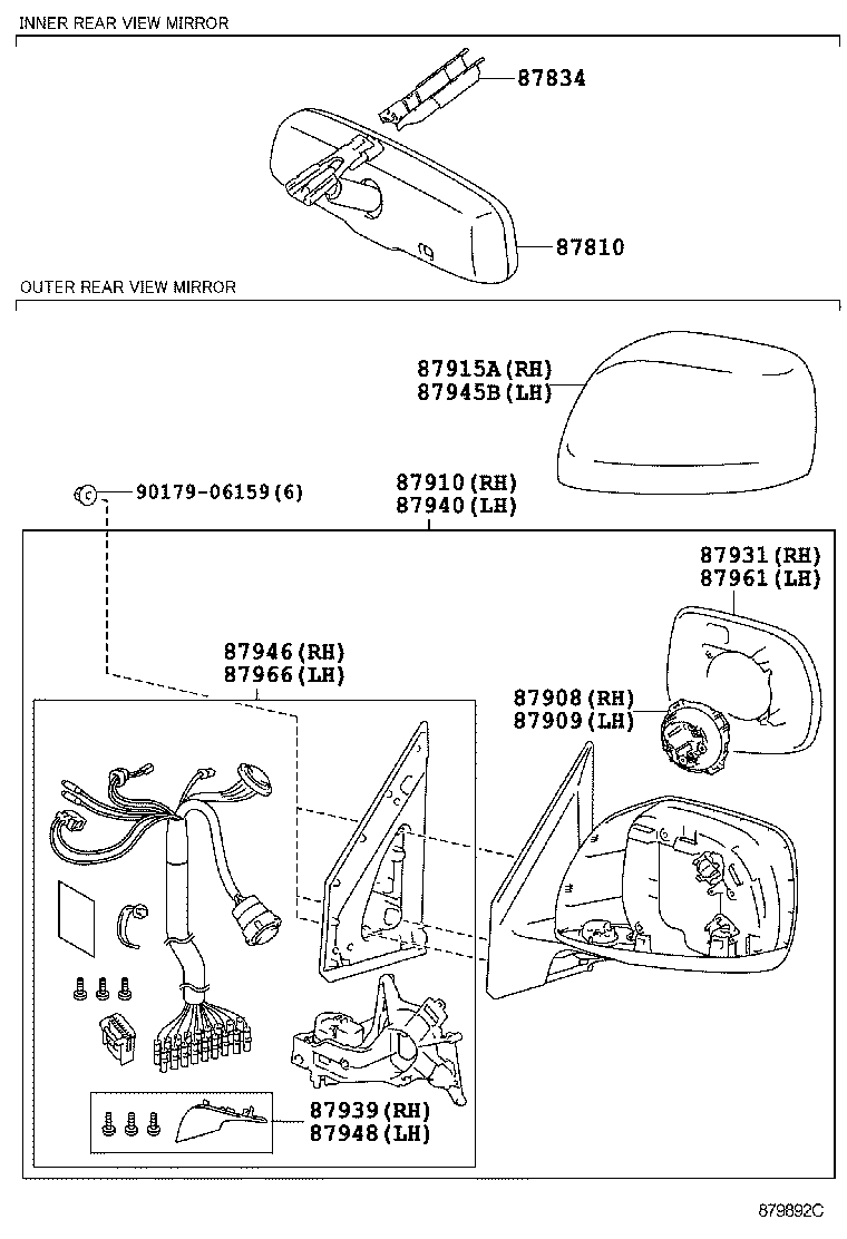 87810-0G030 MIRROR ASSY, INNER REAR VIEW product image