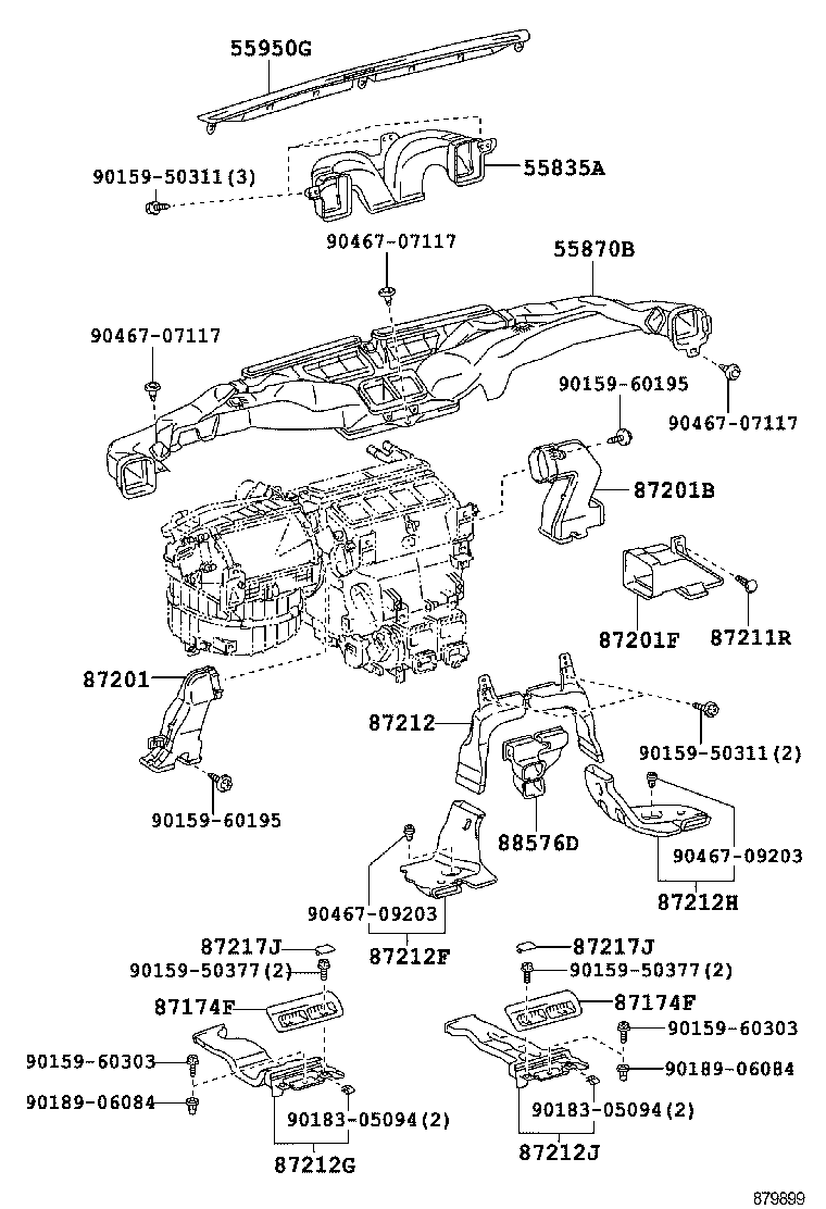 55870-60050 DUCT ASSY, HEATER TO REGISTER product image
