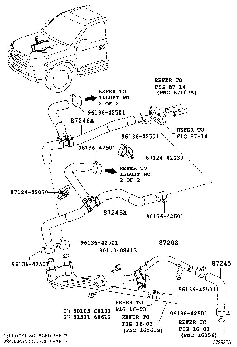 87208-60800 PIPE SUB-ASSY, HEATER WATER product image