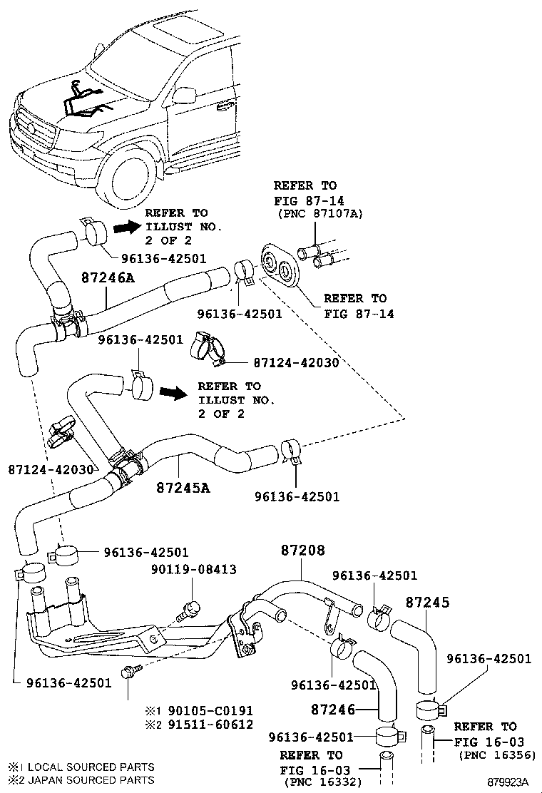 87208-60800 PIPE SUB-ASSY, HEATER WATER product image