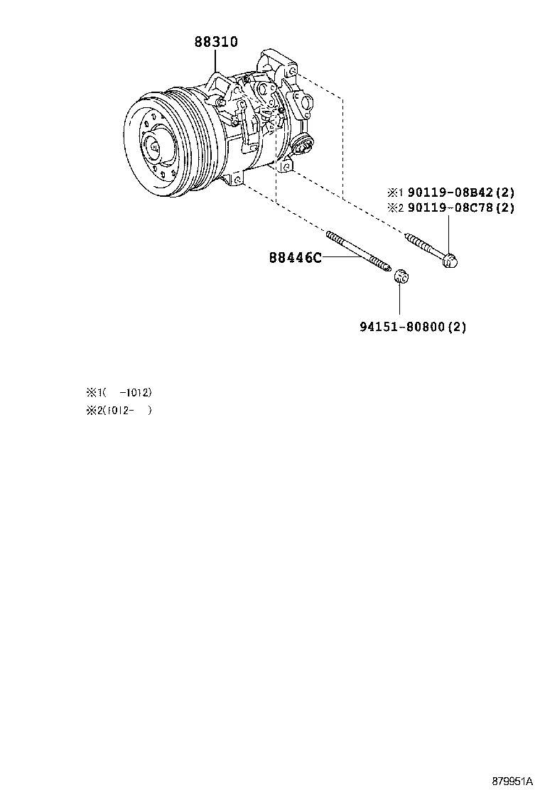 Toyota 88310-68031 COMPRESSOR ASSY, W/PULLEY