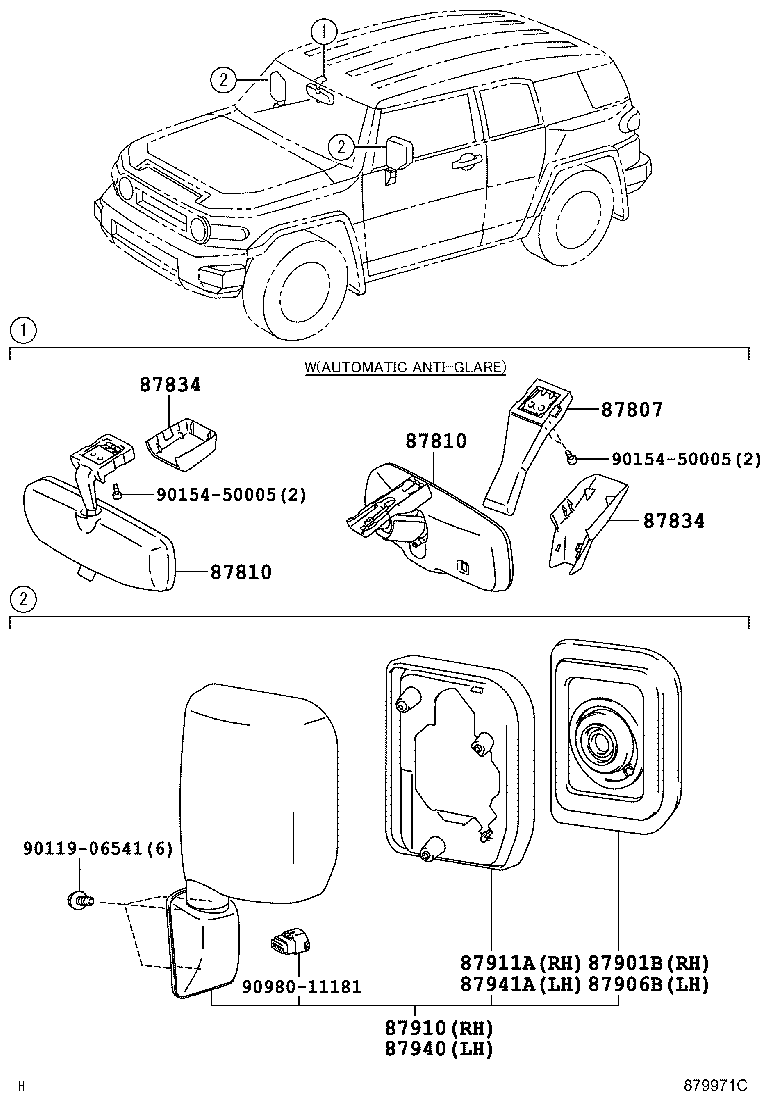 87810-04080 MIRROR ASSY, INNER REAR VIEW product image
