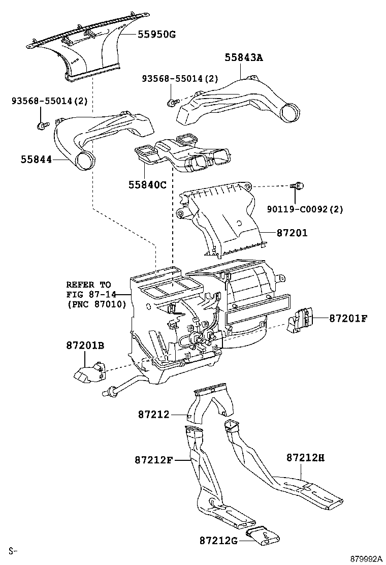 55844-0D130 DUCT, HEATER TO REGISTER, NO.2 product image