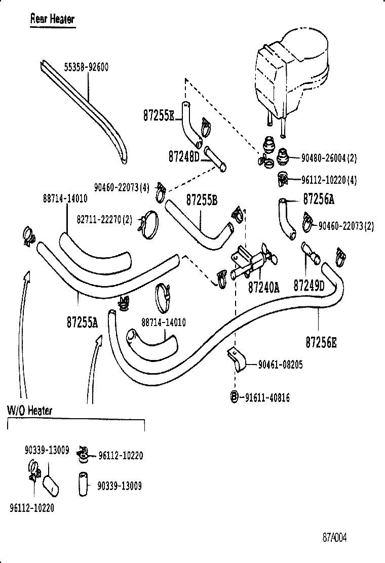 87208-95407 PIPE, HEATER WATER INLET, B product image