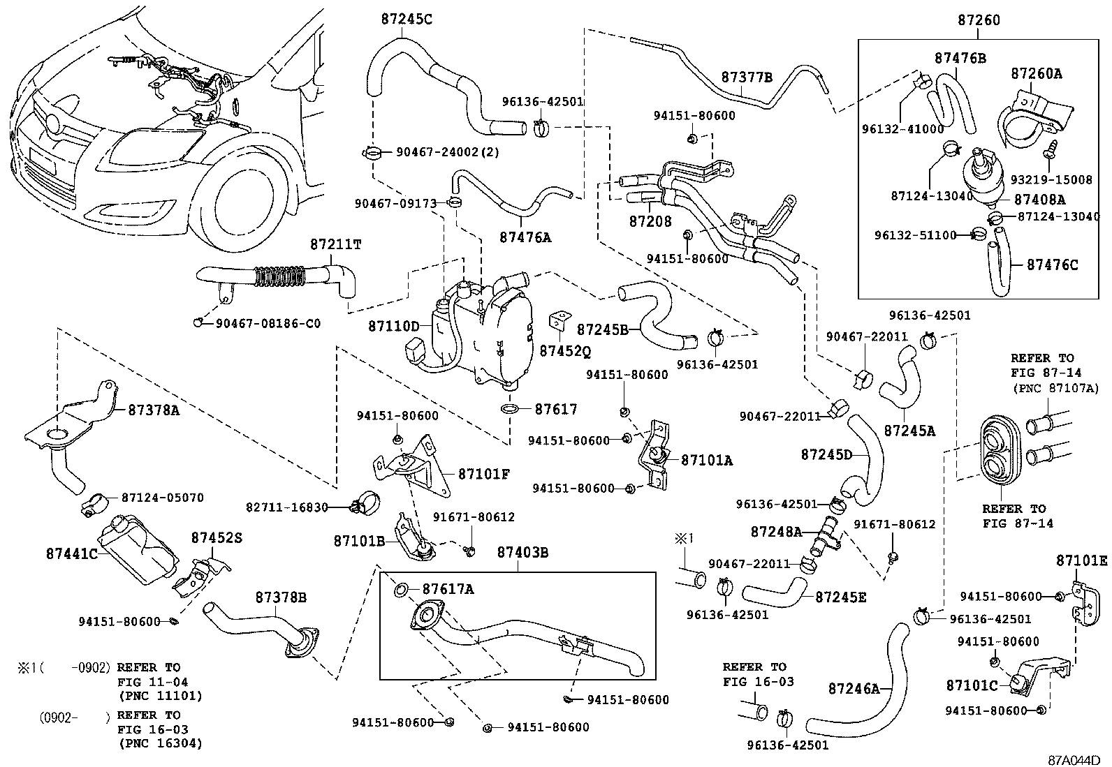 87208-02010 PIPE SUB-ASSY, HEATER WATER product image