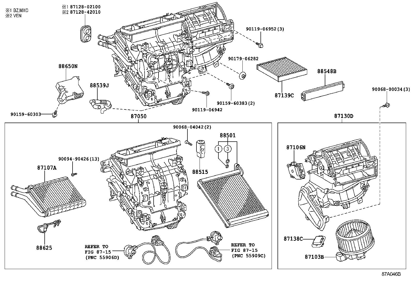 Toyota 88501-02251 EVAPORATOR SUB-ASSY, COOLER, NO.1