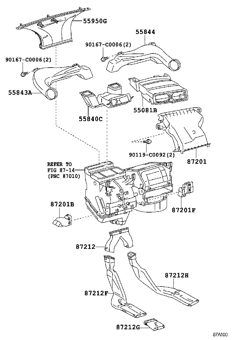 55844-0D140 DUCT, HEATER TO REGISTER, NO.2 product image