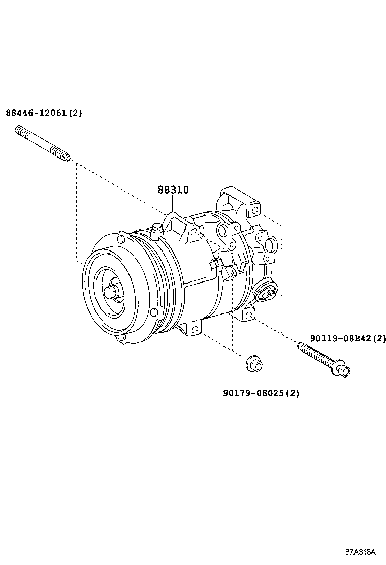 88310-42260 COMPRESSOR ASSY, W/PULLEY product image