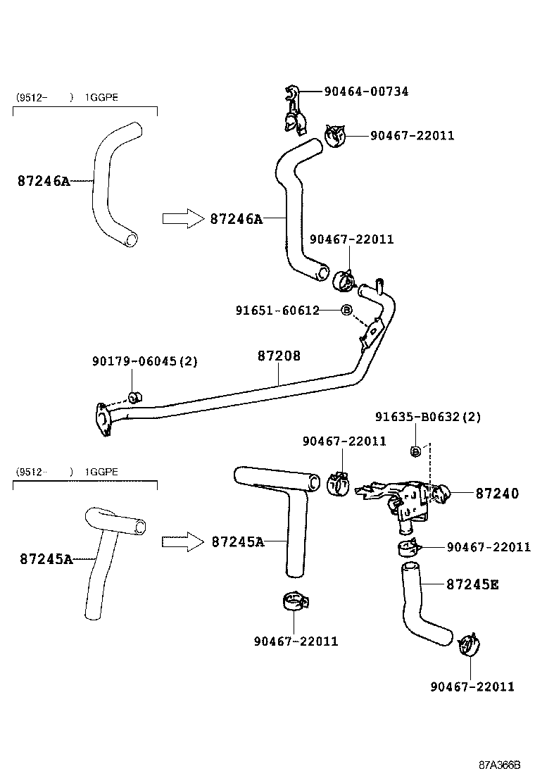 87242-30050 HOSE, HEATER WATER product image