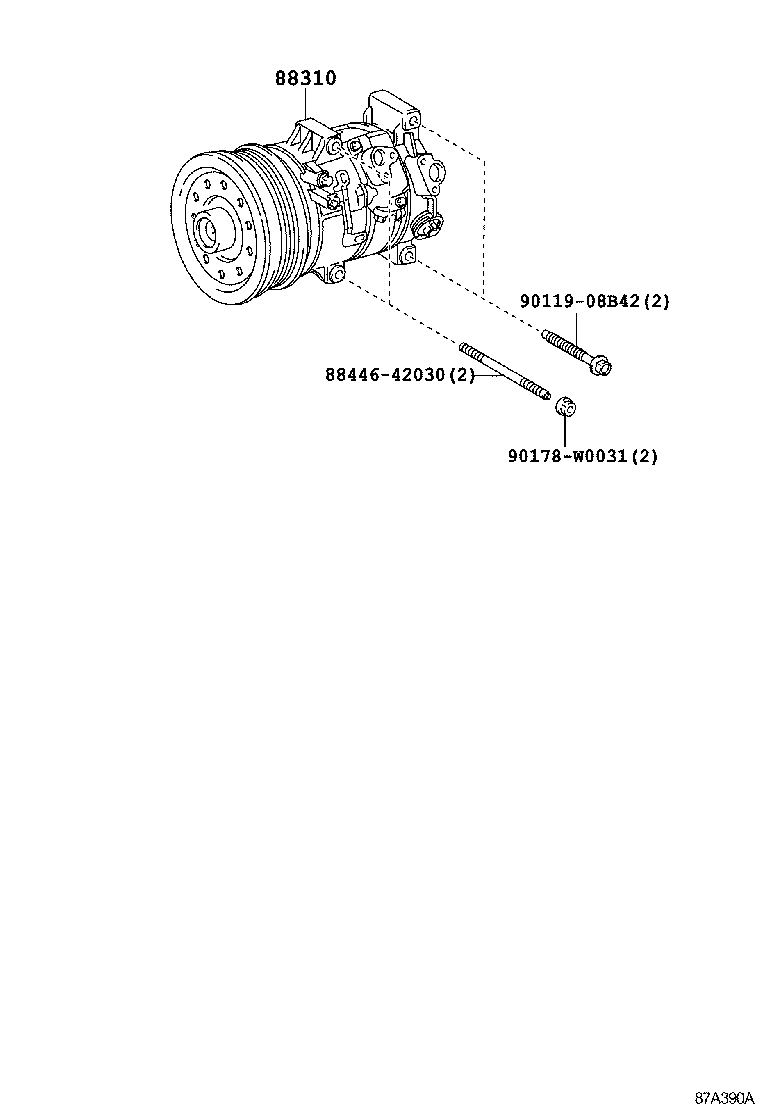 88310-05130 COMPRESSOR ASSY, W/PULLEY product image
