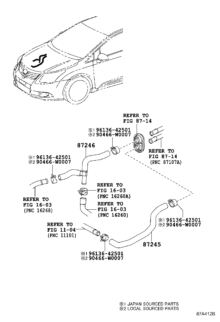 87245-05690 HOSE, HEATER WATER, INLET product image