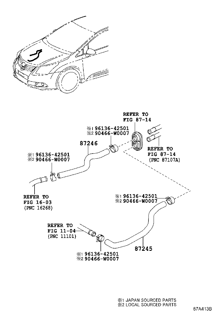 87245-05690 HOSE, HEATER WATER, INLET product image