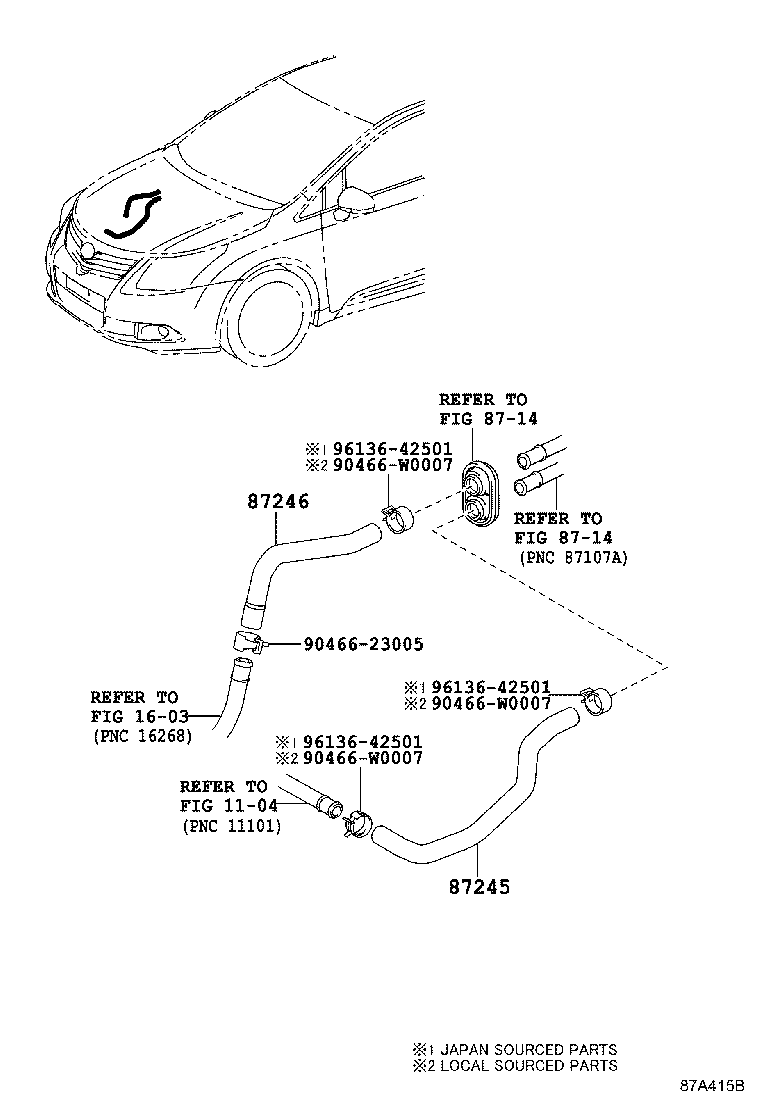 87245-05690 HOSE, HEATER WATER, INLET product image