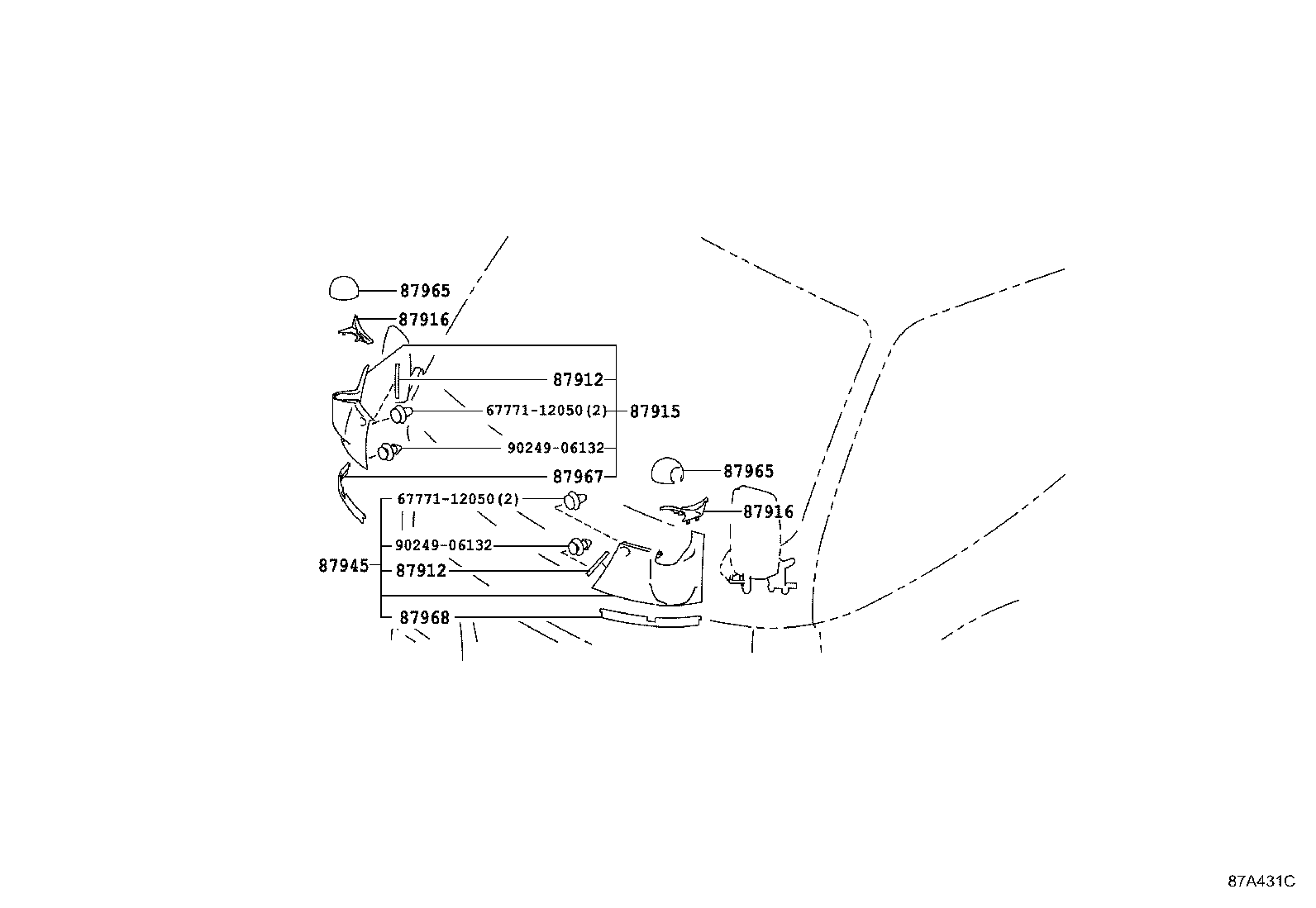 87901-37150 MIRROR SUB-ASSY, OUTER REAR VIEW, RH product image