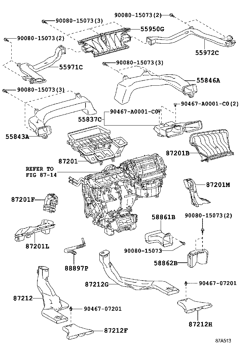 55847-0E010 DUCT, HEATER TO REGISTER, NO.5 product image