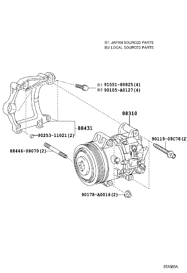 Toyota 88310-0R012 COMPRESSOR ASSY, W/PULLEY