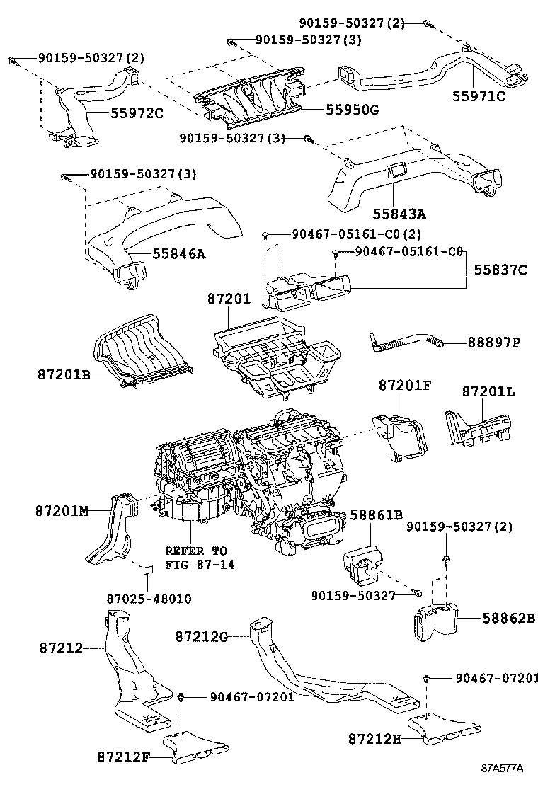 55837-48060 DUCT, HEATER TO REGISTER CENTER SUB product image