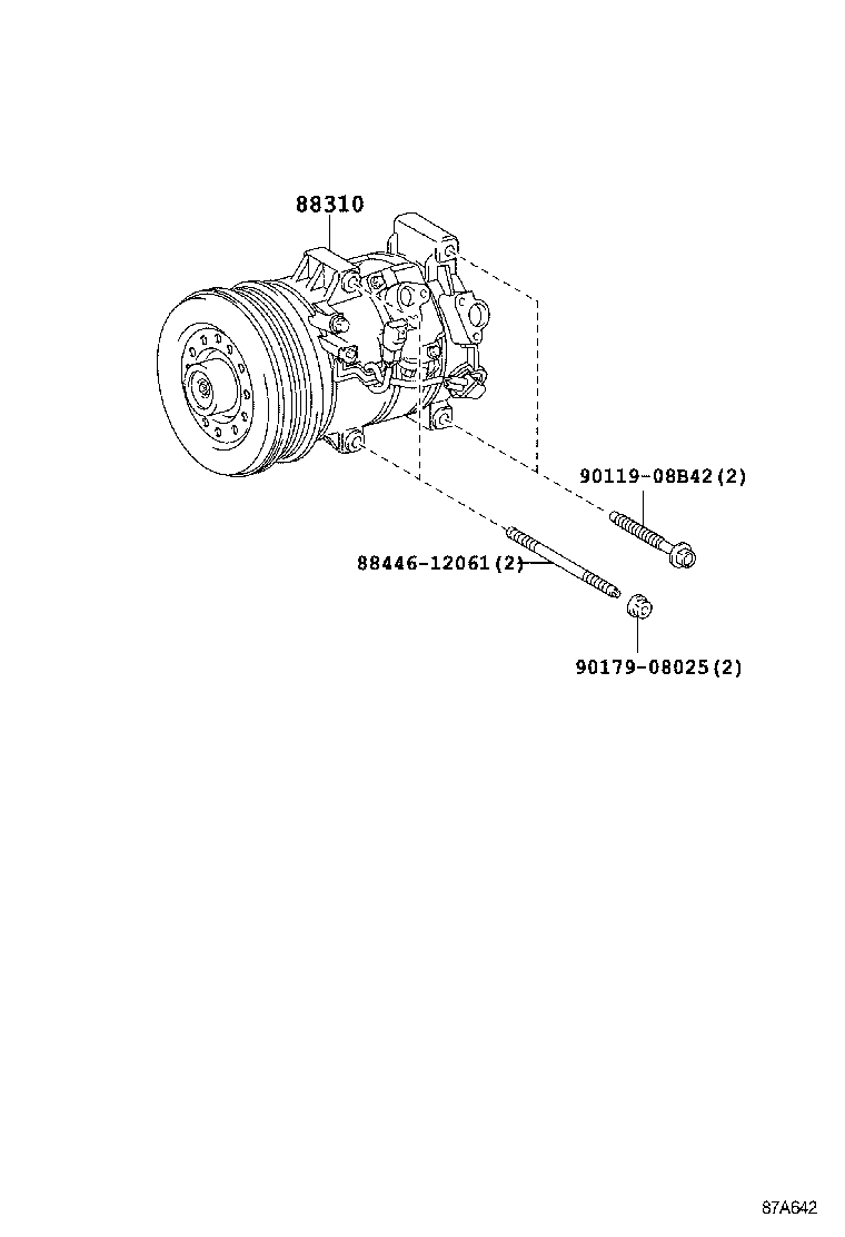 88310-42260 COMPRESSOR ASSY, W/PULLEY product image