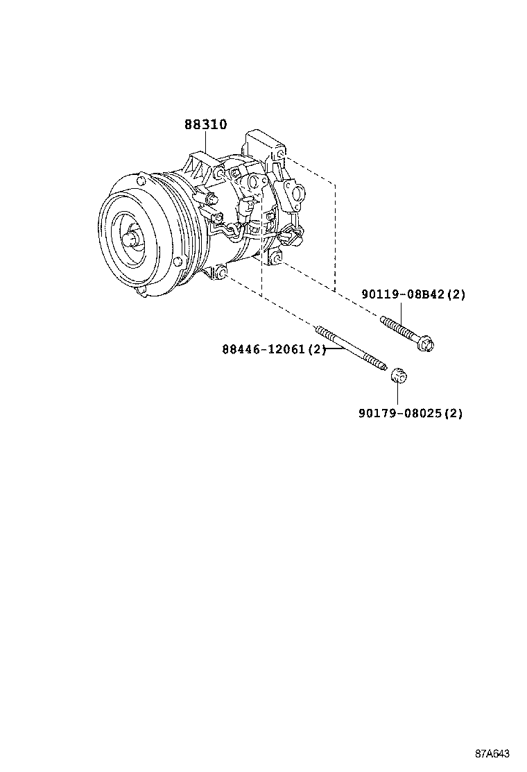 88310-42260 COMPRESSOR ASSY, W/PULLEY product image