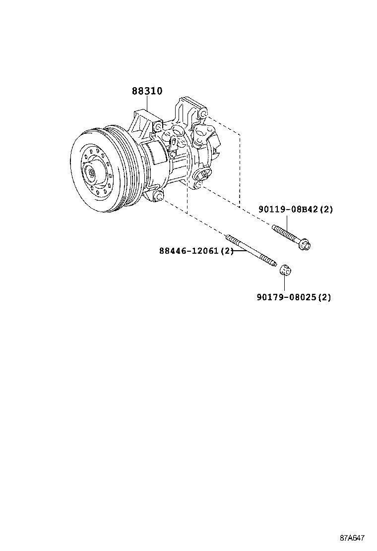 88310-42260 COMPRESSOR ASSY, W/PULLEY product image