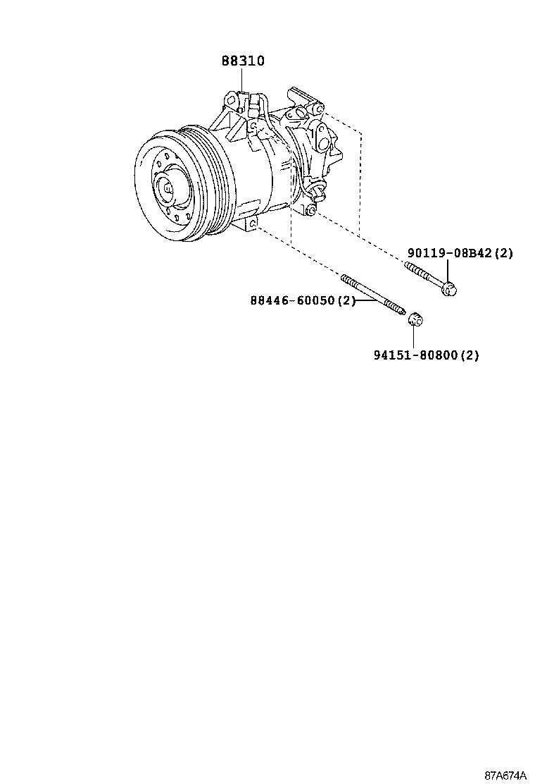 88310-42250 COMPRESSOR ASSY, W/PULLEY product image