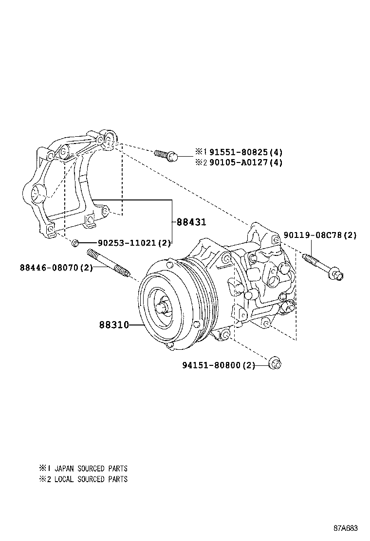 88310-0T020 COMPRESSOR ASSY, W/PULLEY product image