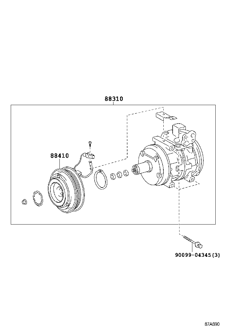 88310-02230 COMPRESSOR ASSY, W/PULLEY product image