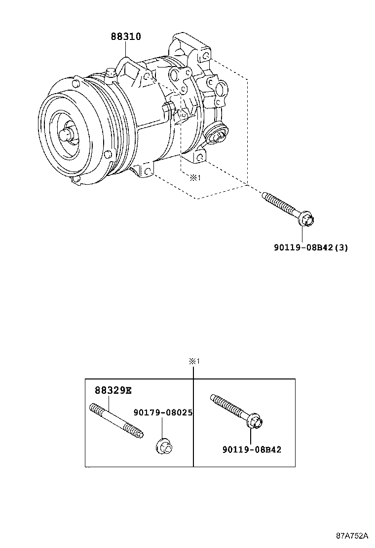 88310-42260 COMPRESSOR ASSY, W/PULLEY product image