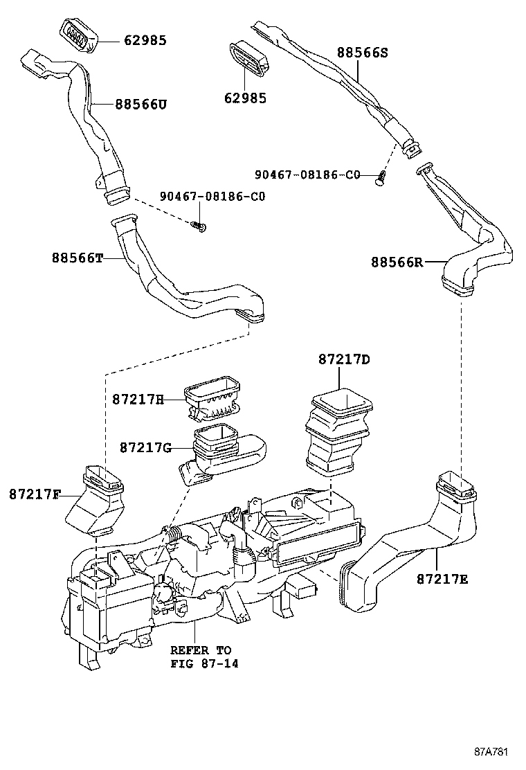 62972-30190 DUCT, AIR, REAR ROOF NO.4 product image