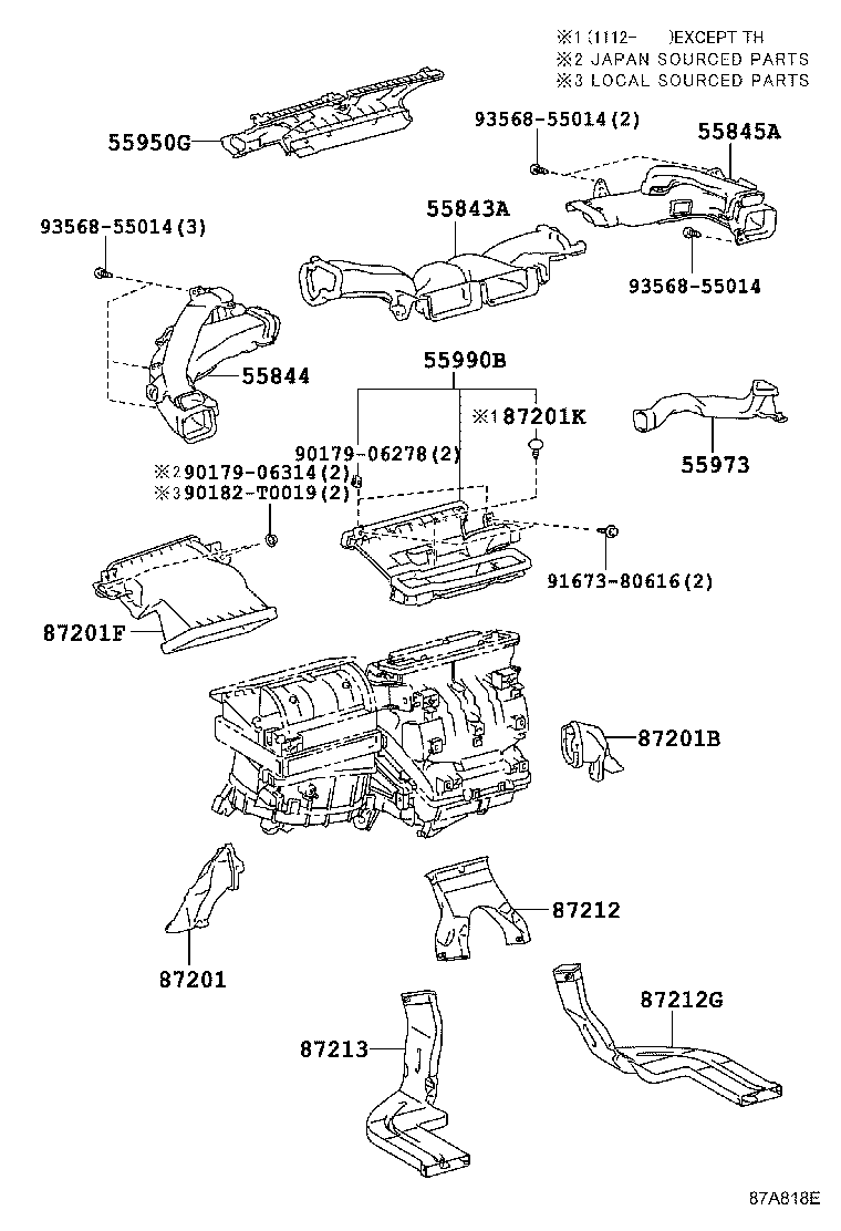 55844-47050 DUCT, HEATER TO REGISTER, NO.2 product image